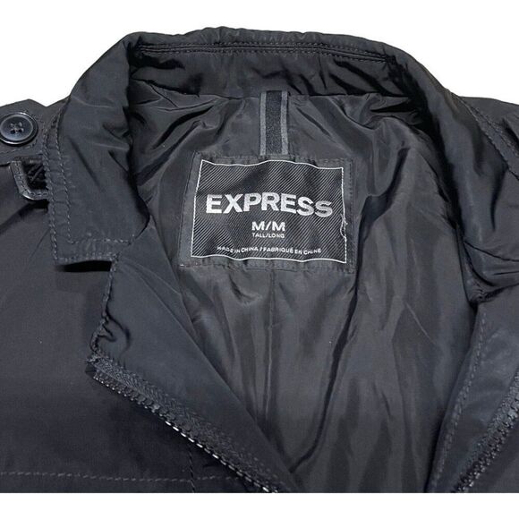 Express Jacket Mens M Black Blazer Military Utility Lined Button Up Pockets - Picture 5 of 7